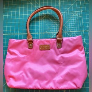 kate spade Hot Pink Nylon Tote with Brown leather Handles